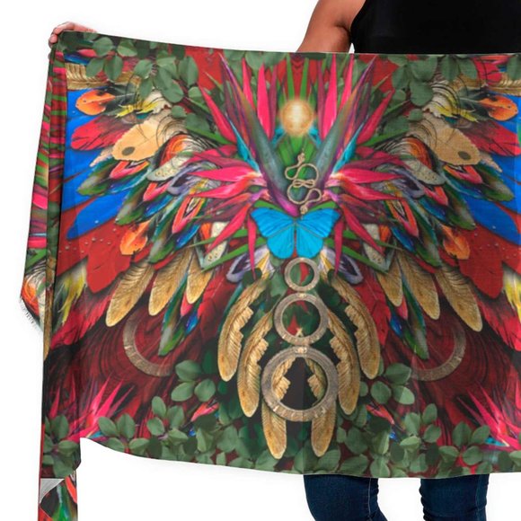Scarlet Macaw Wings Redbird of Paradise Long Scarf Shawl - Picture 4 of 13